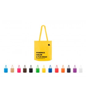 Bolsas de tela con fuelle y asas largas